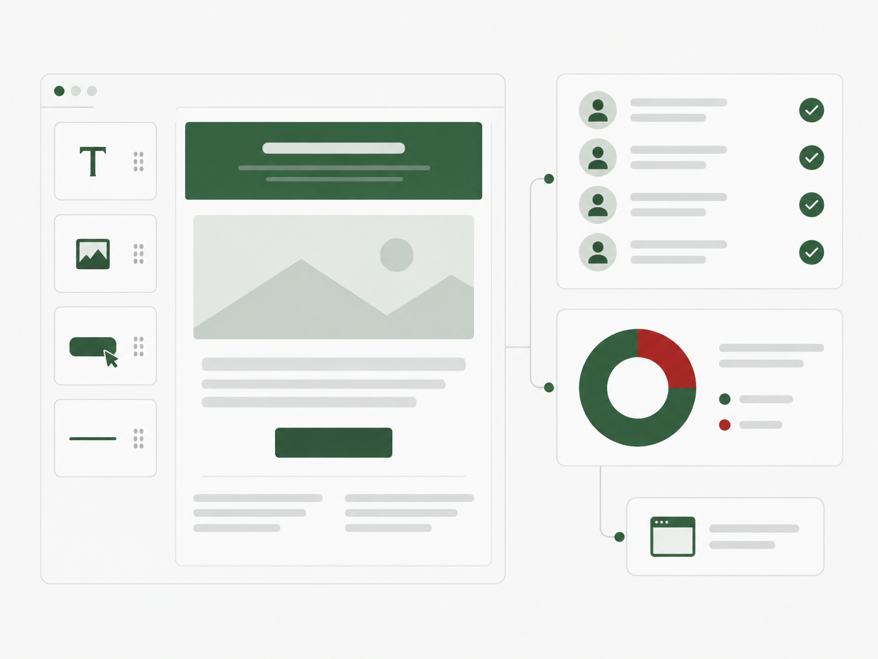 Closir email builder with templates, subscriber lists and open-rate analytics